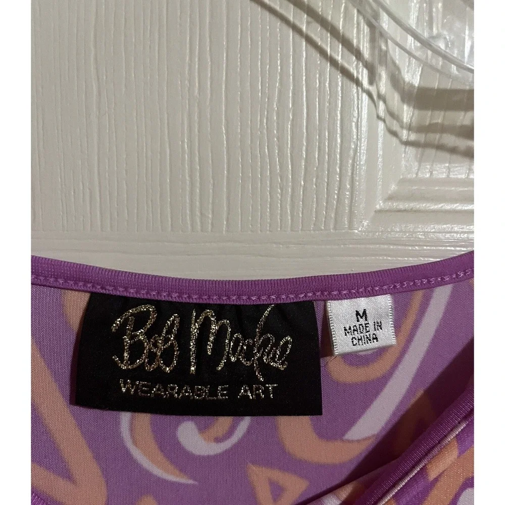 Bob Mackie Wearable Art Dress Size M‎ Purple Pink Maxi Kaftan Side Slit Retro
